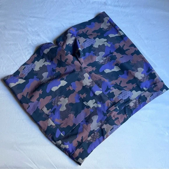 ARGYLE GRANT purple navy blue camo swim trunks